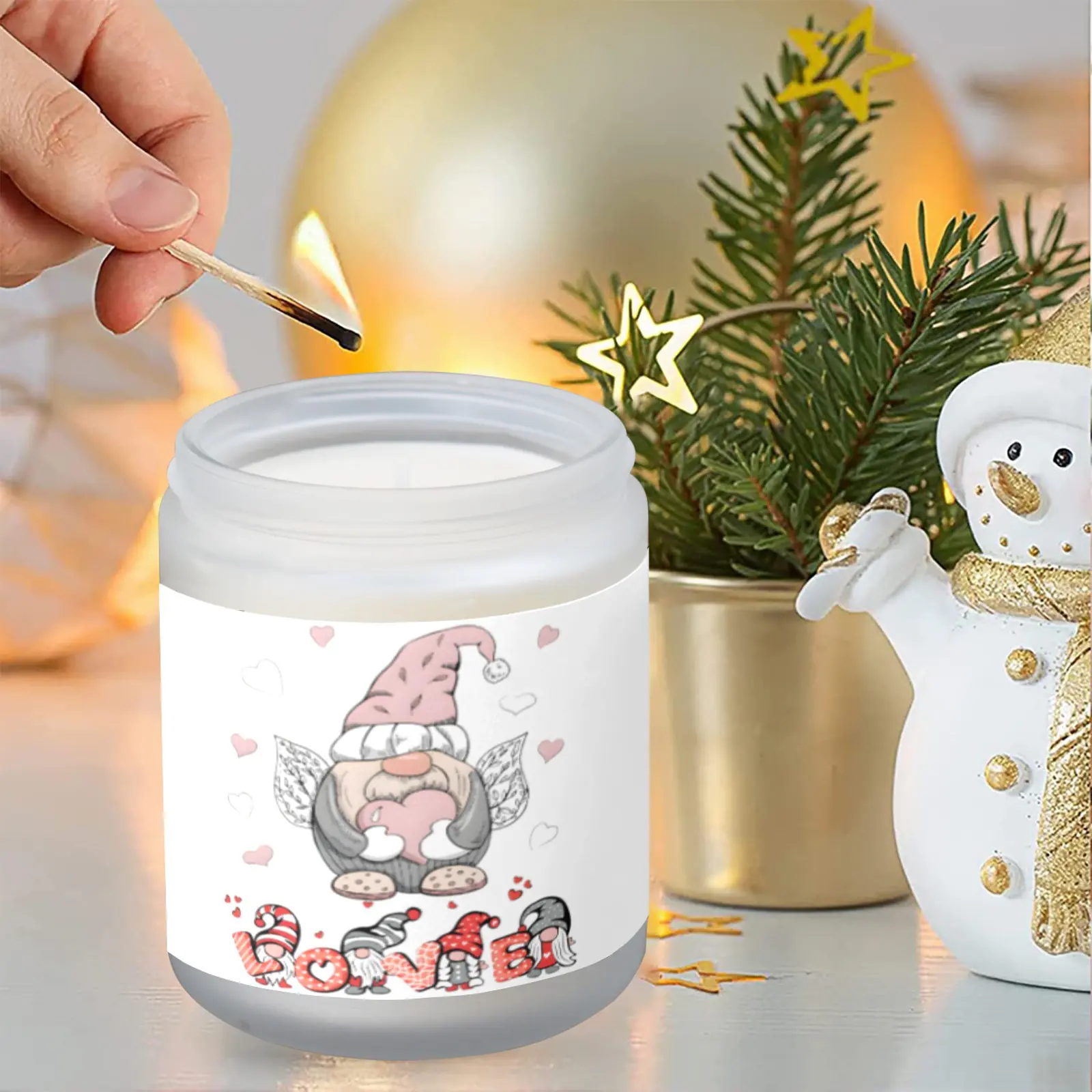 Scented Glass Jar Candle – Valentine’s Gnome Love Design, Vanilla, Lavender, or Orange Lemon Fragrance Scented Candles aromatherapy candles 5