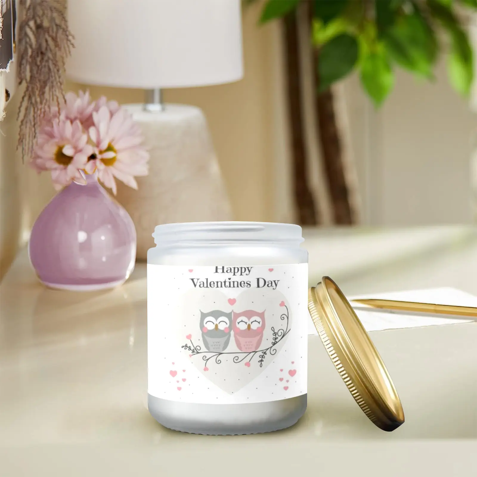 Scented Glass Jar Candle – Valentine’s Owly Design, Vanilla, Lavender, or Orange Lemon Fragrance Scented Candles aromatherapy candles 4 Scented Glass Jar Candle – Valentine’s Owly Design, Vanilla, Lavender, or Orange Lemon Fragrance Scented Candles aromatherapy candles 4