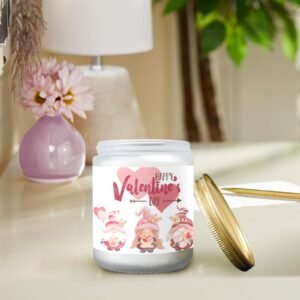 Scented Glass Jar Candle – Valentine’s Family Design, Vanilla, Lavender, or Orange Lemon Fragrance Scented Candles aromatherapy candles