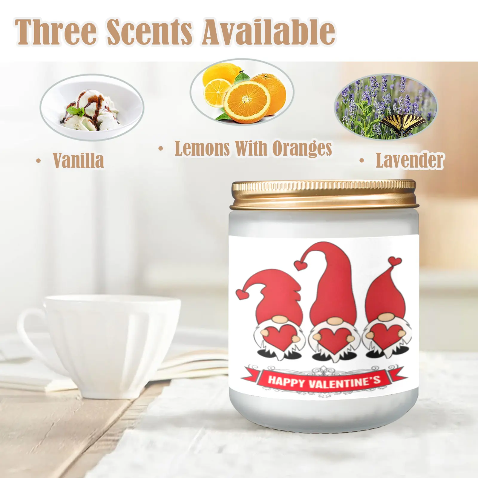 Scented Glass Jar Candle – Valentine’s Gnome Hearts Design, Vanilla, Lavender, or Orange Lemon Fragrance Scented Candles aromatherapy candles 2 Scented Glass Jar Candle – Valentine’s Gnome Hearts Design, Vanilla, Lavender, or Orange Lemon Fragrance Scented Candles aromatherapy candles 2