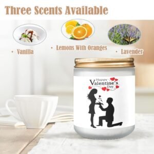 Scented Glass Jar Candle – Valentine’s Proposal Design, Vanilla, Lavender, or Orange Lemon Fragrance Scented Candles aromatherapy candles