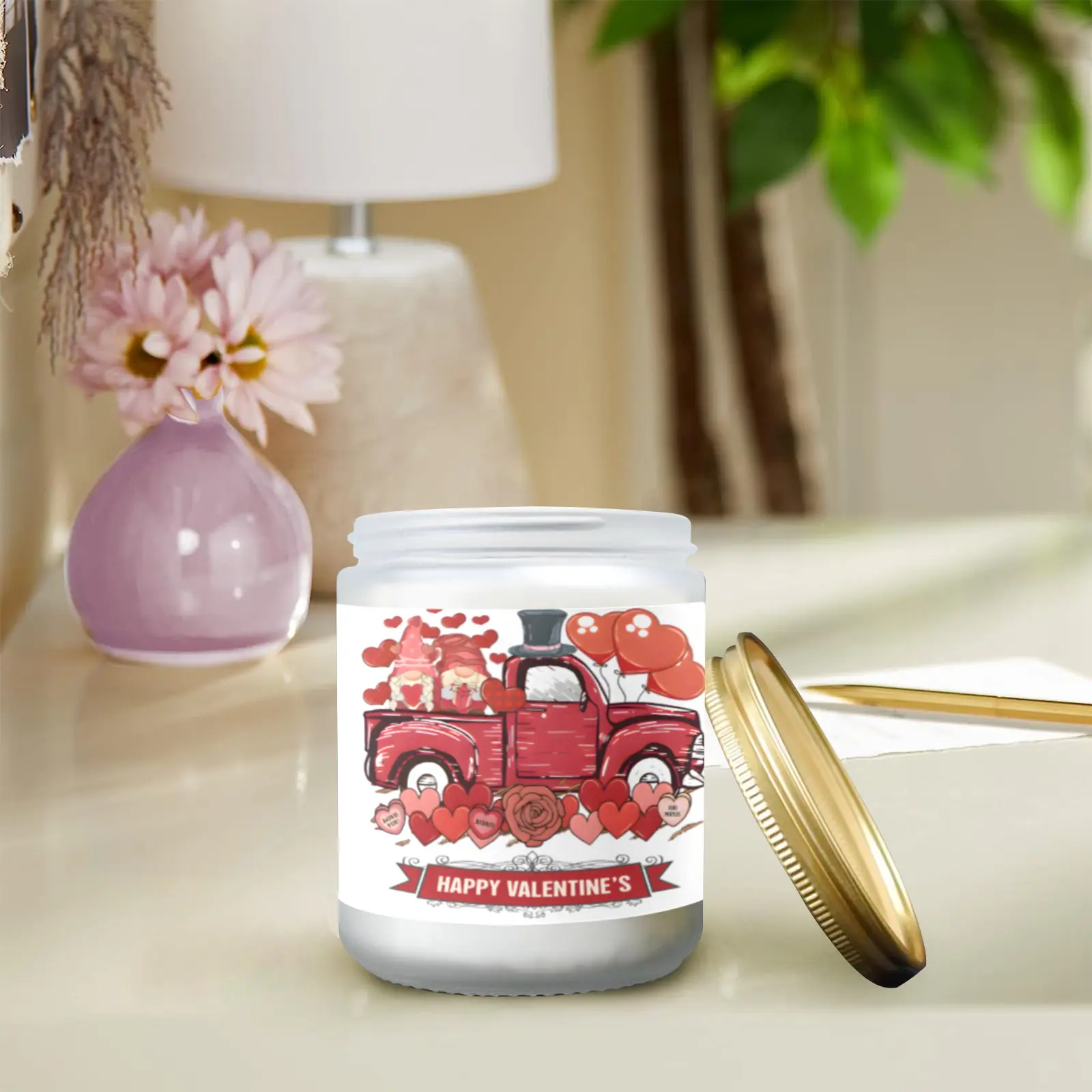 Scented Glass Jar Candle – Valentine’s Truck Design, Vanilla, Lavender, or Orange Lemon Fragrance Scented Candles aromatherapy candles 4 Scented Glass Jar Candle – Valentine’s Truck Design, Vanilla, Lavender, or Orange Lemon Fragrance Scented Candles aromatherapy candles 4