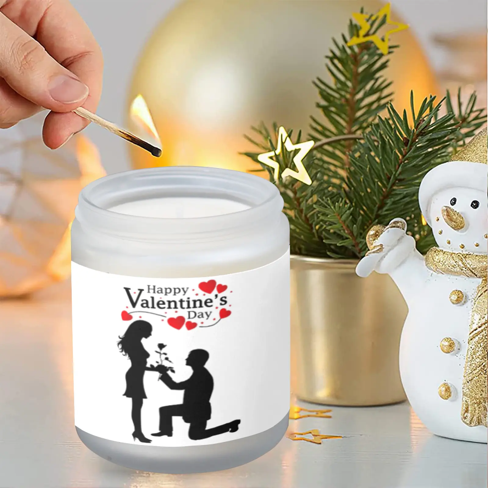 Scented Glass Jar Candle – Valentine’s Proposal Design, Vanilla, Lavender, or Orange Lemon Fragrance Scented Candles aromatherapy candles 4