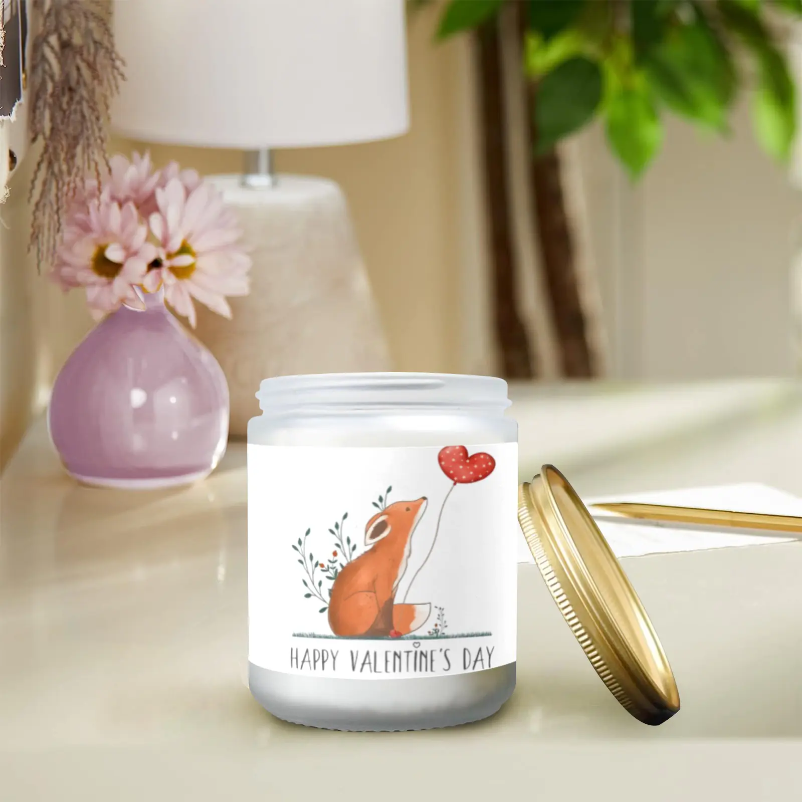 Scented Glass Jar Candle – Valentine’s Fox Design, Vanilla, Lavender, or Orange Lemon Fragrance Scented Candles aromatherapy candles 3 Scented Glass Jar Candle – Valentine’s Fox Design, Vanilla, Lavender, or Orange Lemon Fragrance Scented Candles aromatherapy candles 3