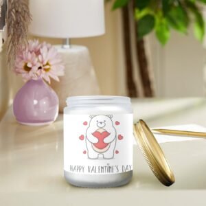 Scented Glass Jar Candle – Valentine’s Bear Hug Design – Vanilla, Lavender, or Orange Lemon Fragrance Scented Candles aromatherapy candles