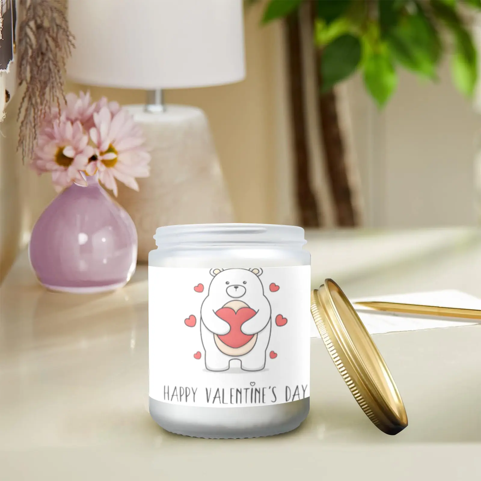 Scented Glass Jar Candle – Valentine’s Bear Hug Design – Vanilla, Lavender, or Orange Lemon Fragrance Scented Candles aromatherapy candles Scented Glass Jar Candle – Valentine’s Bear Hug Design – Vanilla, Lavender, or Orange Lemon Fragrance Scented Candles aromatherapy candles
