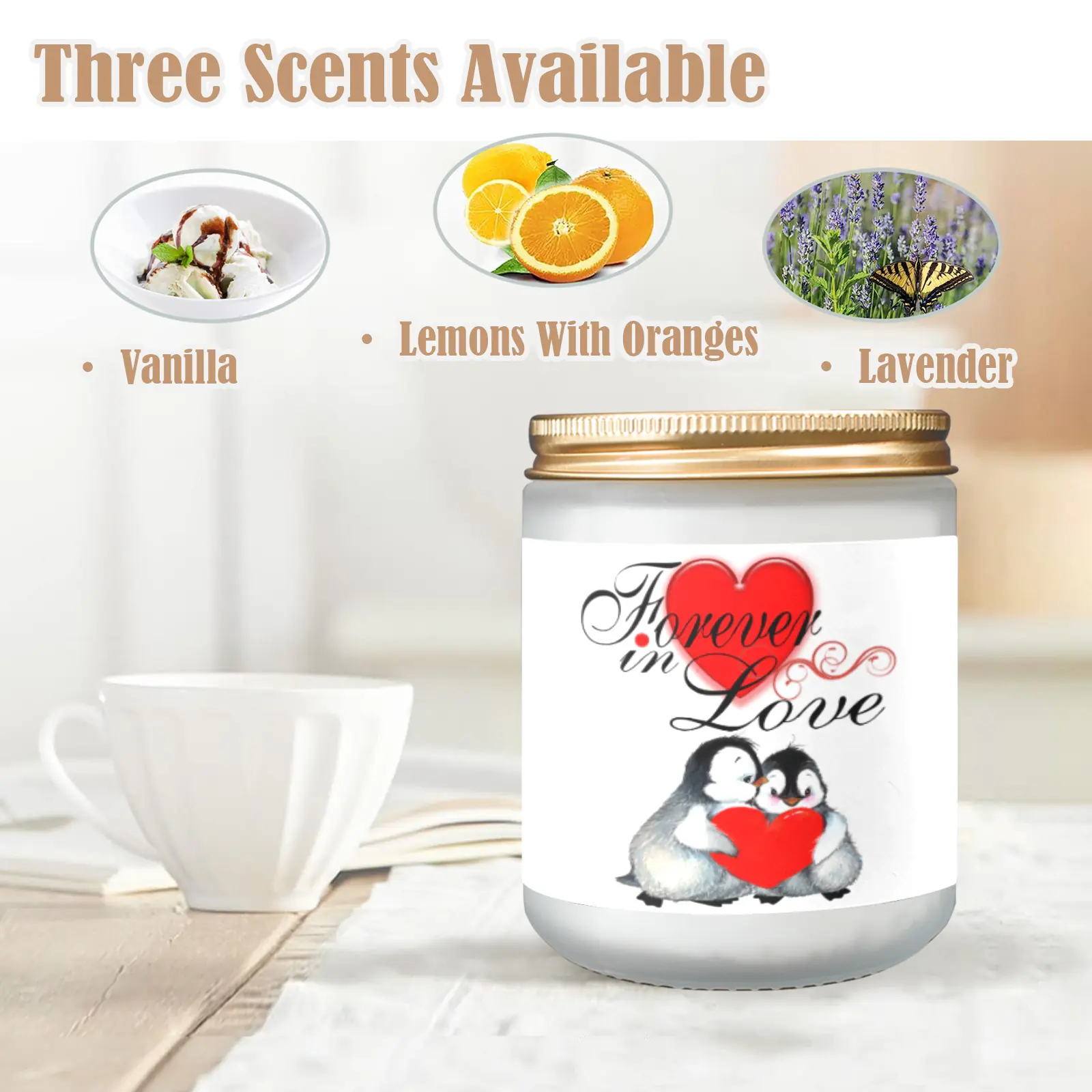 Scented Glass Jar Candle – Valentine’s Penguins Design, Vanilla, Lavender, or Orange Lemon Fragrance Scented Candles aromatherapy candles Scented Glass Jar Candle – Valentine’s Penguins Design, Vanilla, Lavender, or Orange Lemon Fragrance Scented Candles aromatherapy candles