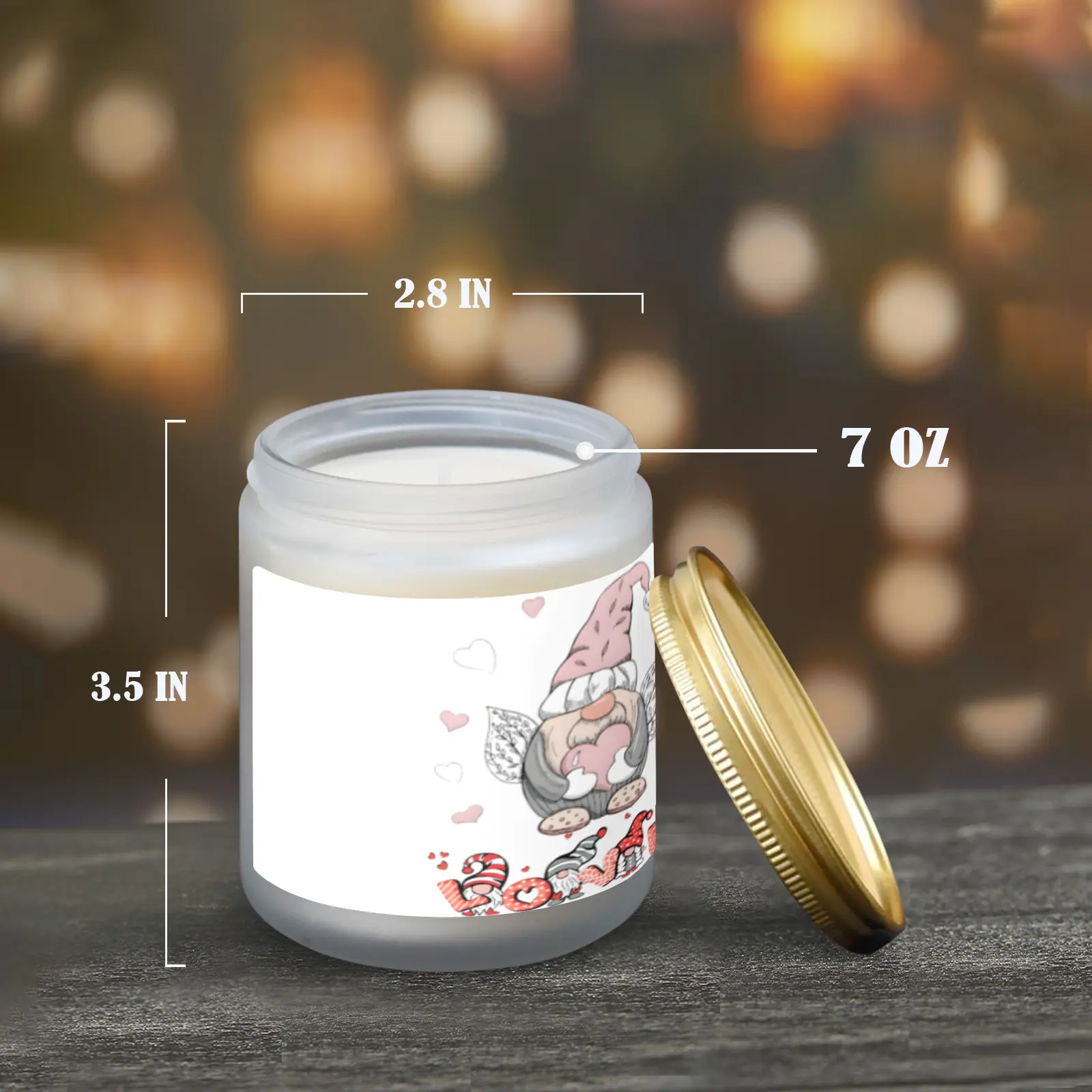Scented Glass Jar Candle – Valentine’s Gnome Love Design, Vanilla, Lavender, or Orange Lemon Fragrance Scented Candles aromatherapy candles 3